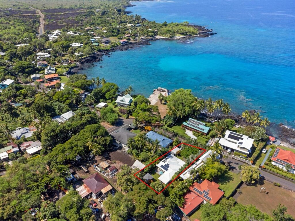 Aerial view showing Keala Kai steps from Kealakekua Bay