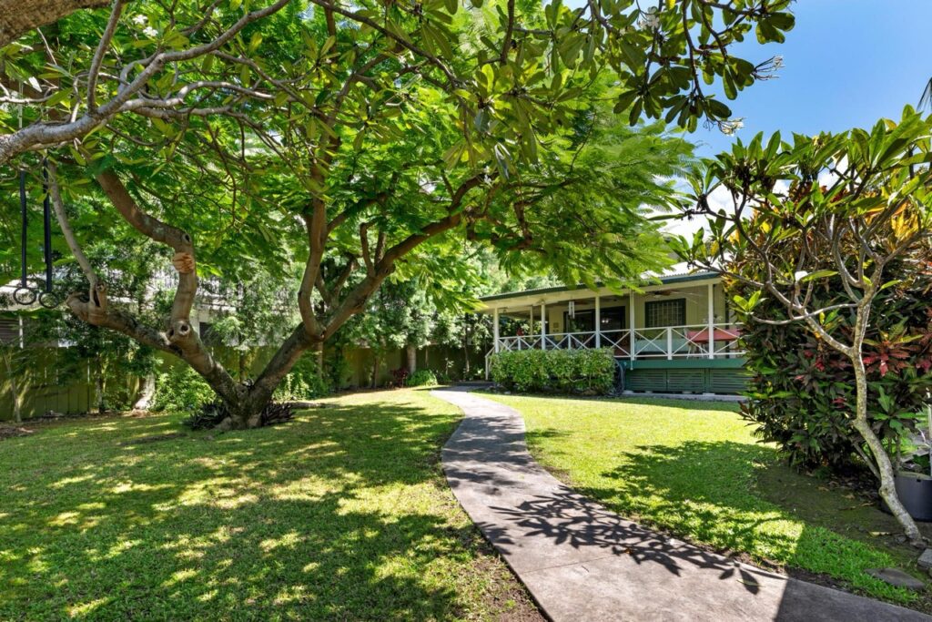 Keala Kai vacation rental exterior and tropical garden